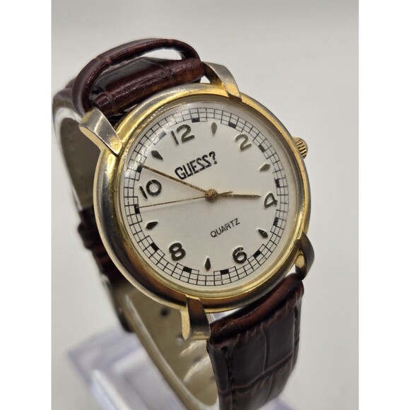 Vintage Guess 1988 Gold Tone Unisex White Dial Watch. New Battery + Band main image 10